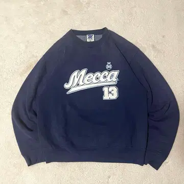 빈티지 USA제 구제 의류 Mecca 양면 프린트 맨투맨 네이비