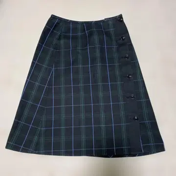 요크랜드 리버서블 스커트 그린 체크 블랙