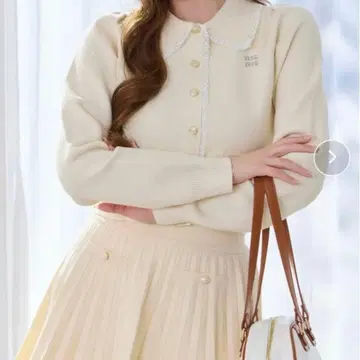 NICE CLAUP 폴로 옷깃 니트 셋업 화이트