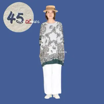 45R 페이즐리 도트 빅 튜닉 티셔츠