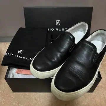 FABIO RUSCONI 블랙 핸섬 슬립온 가죽 사토 카나코