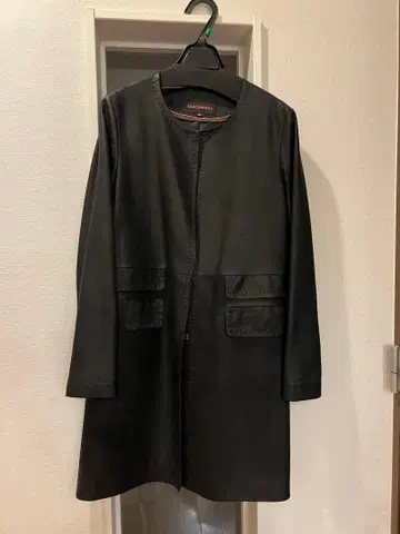 블랙 롱 코트 프론트 지퍼