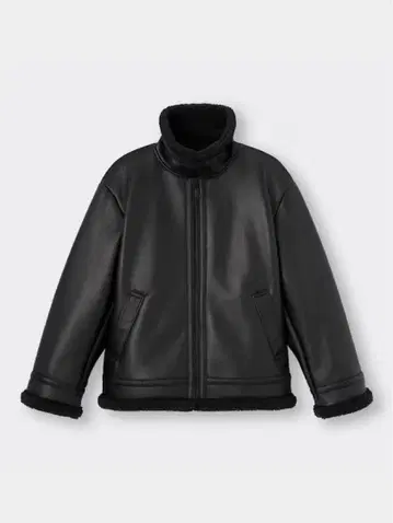 블랙 합성 피혁 자켓