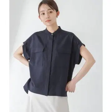 NANO universe 멜란지 드라이 스탠드 포켓 셔츠