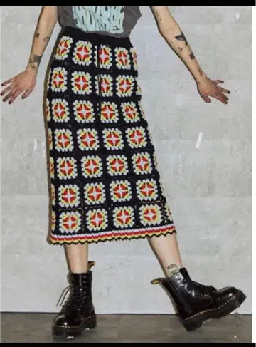 jouetie 컬러 크로셰 롱 스커트