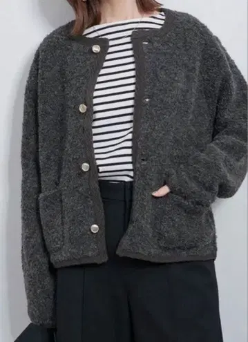 ROPE' PICNIC 골드 버튼 루프 편직 니트 가디건 로페피크닉