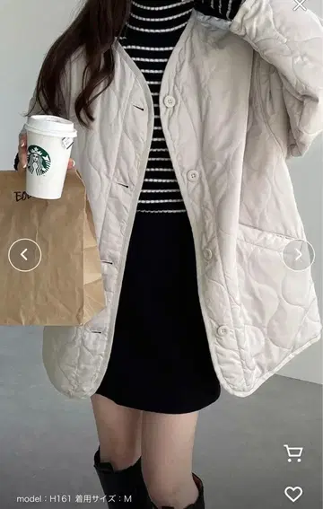 오버 사이즈 노카라 퀼팅 자켓