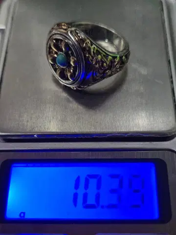 750 각인 925 각인 플라워 모티브 반지 터콰이즈 포함