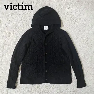 victim 케이블 니트 후드티 M 블랙
