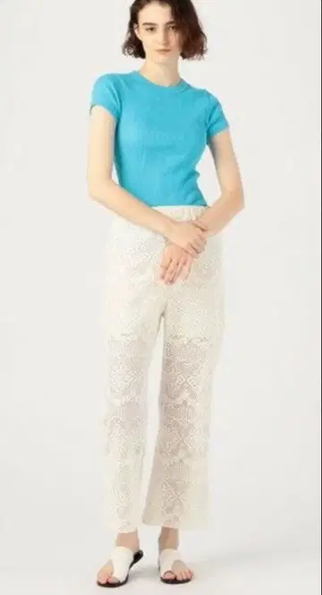 MACPHEE 레이스 코튼 크로셰 플레어 팬츠