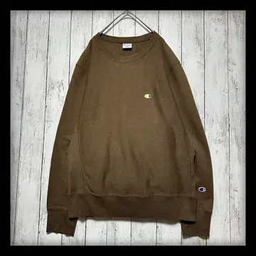 [ 챔피온 리버스 위브 ] 브라운 L 노란 눈 맨투맨 트레이닝복