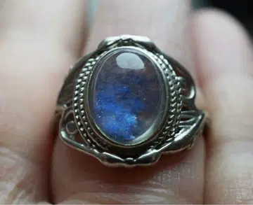 W2603 고품질 꽃 듀모르티에라이트 인 쿼츠 실버 반지