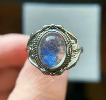 W2603 고품질 꽃 듀모르티에라이트 인 쿼츠 실버 반지