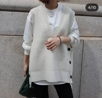 machatt 사이드 버튼 니트 베스트