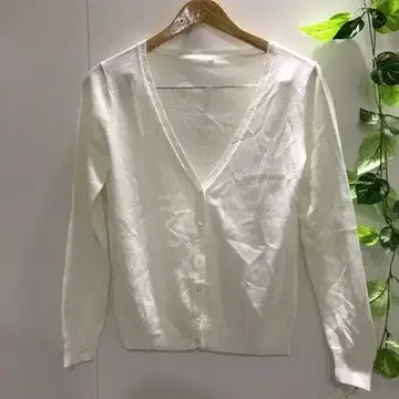 [니센] 긴팔 가디건 V넥 화이트칼라 M 사이즈 면 x 아크릴