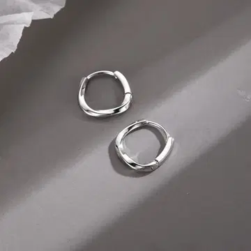 S925 후프 귀걸이 트위스트 실버 여성용 양쪽 귀용 블루톤