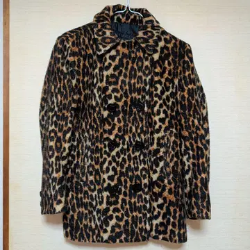 moussy 마우지 레오파드 무늬 피코트 울 혼방 레오파드 애니멀