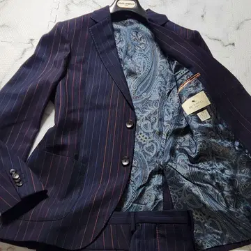 컨디션 최상 L 상당 에트로 수트 페이즐리 올 패턴 스트라이프 멀티 컬러