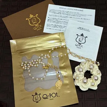 Q-pot 휘핑 크림 목걸이 미사용 새상품 펄 주얼 레어 골드