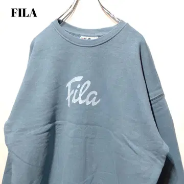 휠라 FILA 맨투맨 트레이너 프린트 맨투맨 로고 프린트 블루