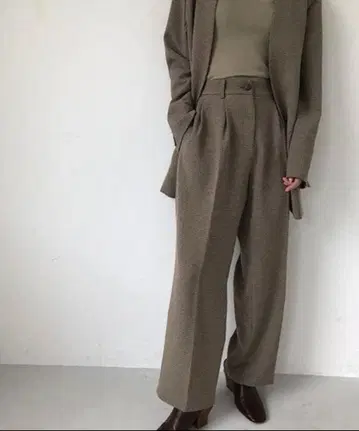 투데이풀 센터프레스 트라우저스 하운드투스 체크 패턴