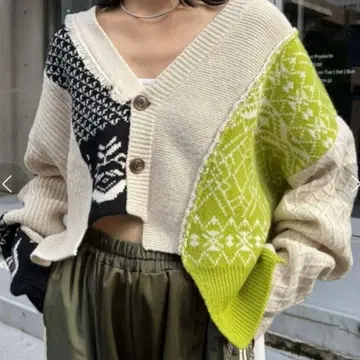 etsinta 자카드 절개 MIX 가디건 니트