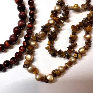 229 목걸이 2개 세트 타이거 아이 & 담수 펄