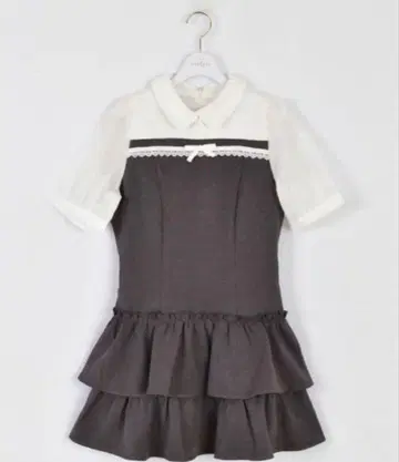 에블린 evelyn 도킹 티어드 원피스 op 차콜