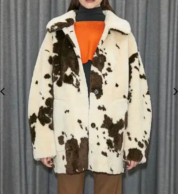 오버 사이즈 보아 자켓 화이트 브라운