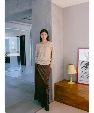 Sahara 택 포함 미사용 새상품. 브라운 벨벳 롱 스커트