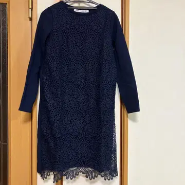 네이비 레이스 원피스 긴팔