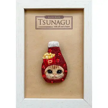 케차고양이 (라이트 브라운 태비) 자수 브로치