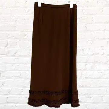 VICE VERSA 바이스버사 롱 스커트 프릴 브라운 안감 있음