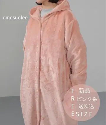 새상품 정가 5,170엔 플란넬 무지 가운 핑크 계열 홈웨어 룸웨어