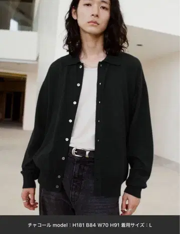 새상품 WYM LIDNM KNIT SHIRT CARDIGAN 차콜 L