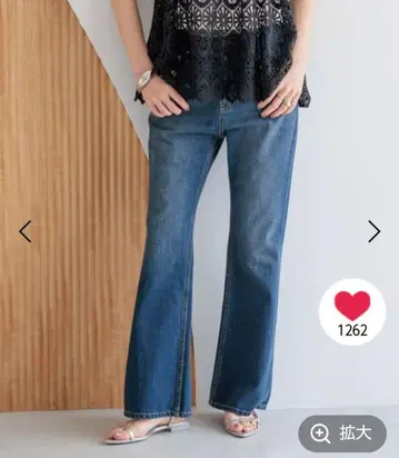 [ 택 포함 미사용 새상품 ] 로리즈팜 데님 플레어 팬츠 블루 M