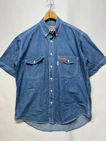 인기 Budweiser 버드와이저 로고 자수 반팔 데님 셔츠 LL 사이즈