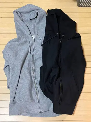 GU 헤비웨이트 맨투맨 풀 집업 후드티 묶음 판매 블랙 그레이