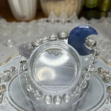 수정 플로라이트 유니콘 팔찌 달과 유니콘 모티브