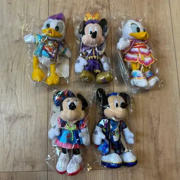 [ 미사용 새상품 ] 디즈니 인형 배지 여름 축제 미키 미니 5체 세트
