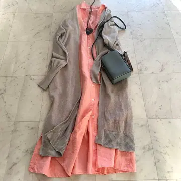 새상품급 카오스 Chaos 린넨 롱 가디건 워셔블 린넨