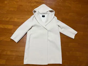 23구 빅 사이즈 후드 부착 화이트 롱 코트