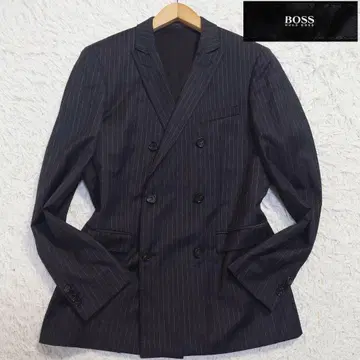 휴고보스 테일러드 자켓 더블 다크 그레이 스트라이프 슬림 L