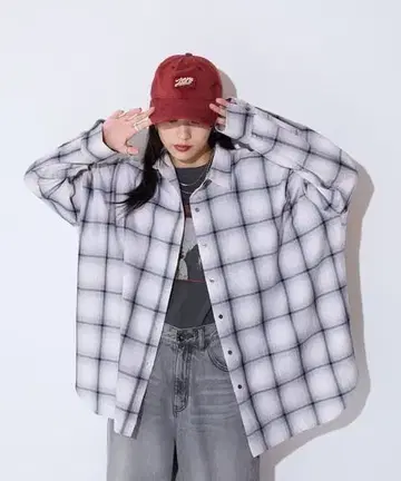 JEANASIS 지나시스 모듬 체크 셔츠 LS 화이트 계열