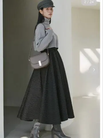 스나이델 아지메 숏 니트 콤비 원피스 스커트 snidel 1