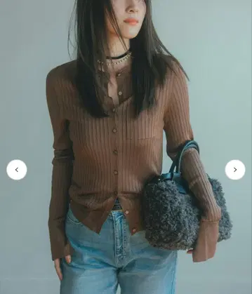 LOUNIE 아세테이트 리브 가디건 모카