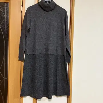 그레이 터틀넥 니트 원피스