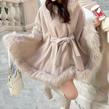 [ 최저가 ] ROYALPARTY 후드 퍼 케이프 코트