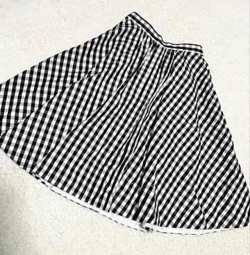 IENA 깅엄 체크 플레어 스커트