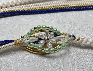 a-922 순수 실크 허리띠 후리소데 성인식 펄 비즈 꽃 장식